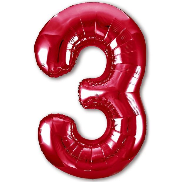 Agura Шар 40" / 102 см "Цифра 3" Металлик Red красный (БГ-60)