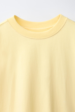 ZARA БАЗОВАЯ ОДНОТОННАЯ ФУТБОЛКА, МЯГКИЙ ЖЕЛТЫЙ