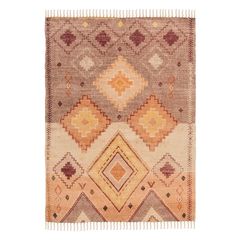 Ковер из хлопка с этническим орнаментом цвета лаванды из коллекции ethnic, 120х180 см