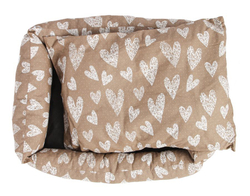 Моськи-Авоськи Лежанка СКАЗКА поплин L 68х52х16 СЕРДЕЧКИ, коричневая