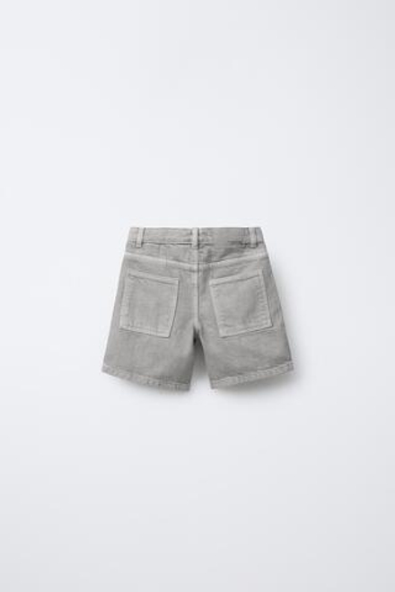 ZARA ОДНОТОННЫЕ ТВИЛОВЫЕ ШОРТЫ, СИНИЙ