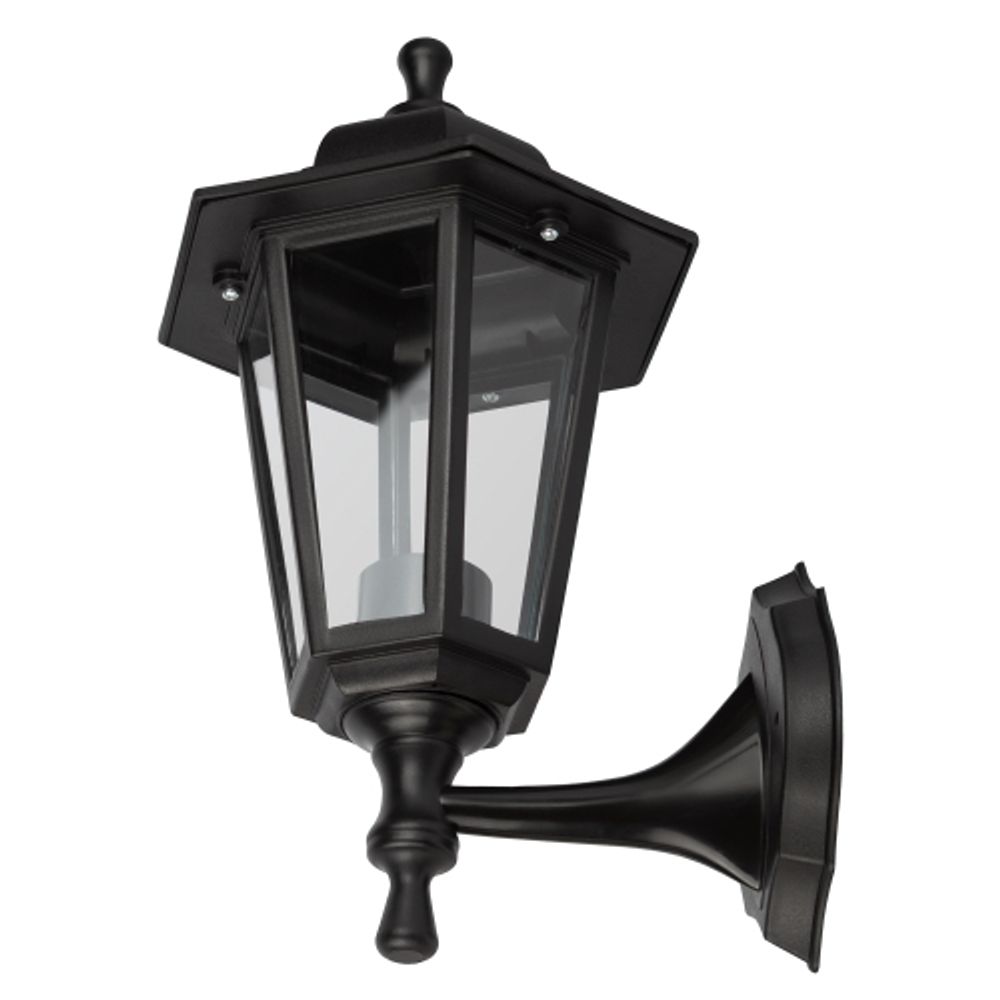 Садово-парковый светильник ЭРА НБУ 06-60-001 черный 6 гранный настенный IP44 Е27 max60Вт | Садово-парковые светильники