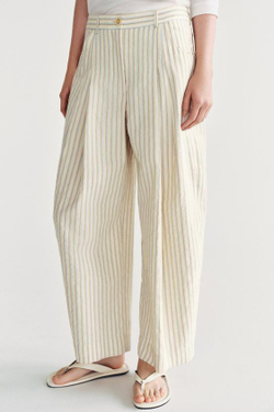 ZARA БРЮКИ БАРРЕЛЬ В ПОЛОСКУ — ZW COLLECTION, ЭКРЮ