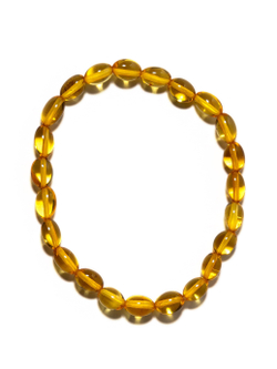 Браслет из янтаря натурального, бусины 8-9 мм "мятый шар"