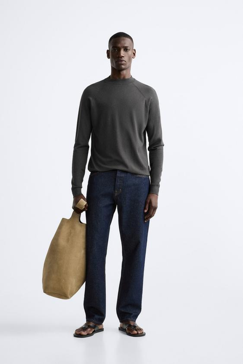 ZARA СВИТЕР С ВОРОТНИКОМ-СТОЙКОЙ, АНТРАЦИТОВО-СЕРЫЙ