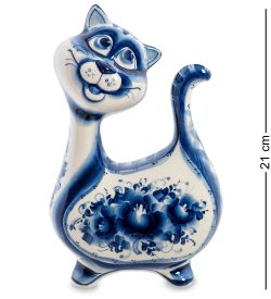 ГЛ- 514 Копилка «Кот-Ватрушка» (Гжельский фарфор)