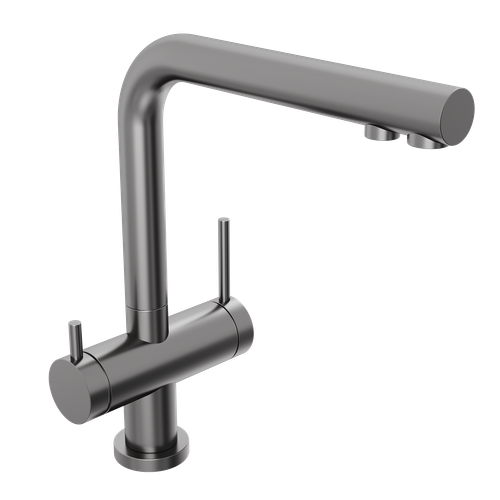 Смеситель для кухни Abelsberg Pura UVF70929GM с возможностью подключения фильтра для воды, цвет космическая сталь, PVD покрытие