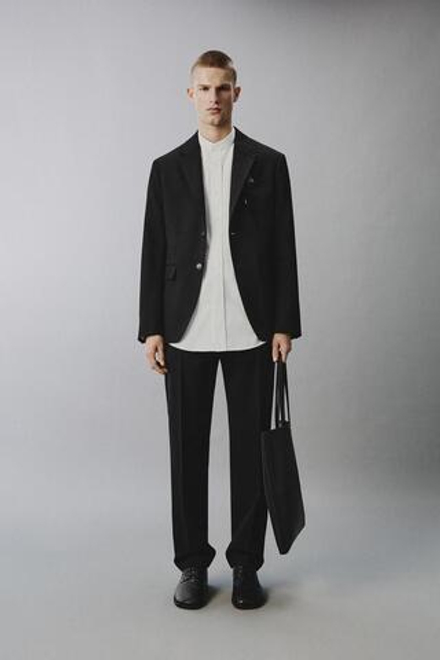 ZARA КОСТЮМНЫЕ БРЮКИ ИЗ 100% ШЕРСТИ, ЧЕРНЫЙ