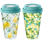Стакан с крышкой 550мл с декором с клапаном «Sicily Lemon» (зеленый)