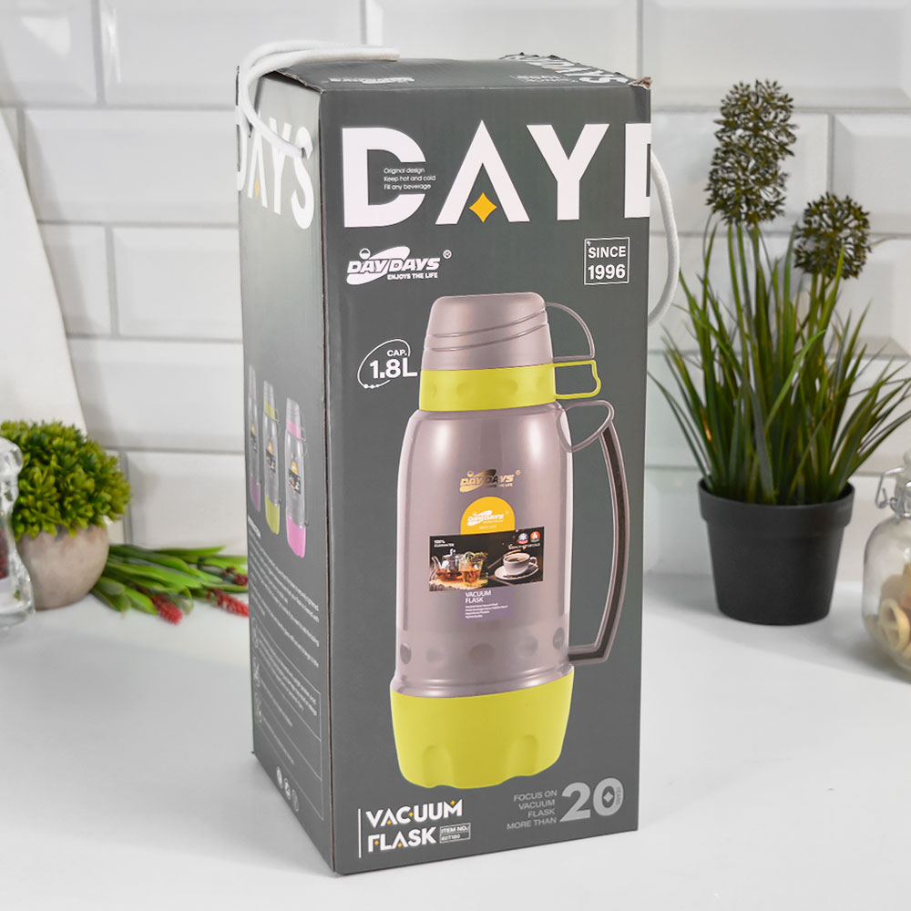 Термос 1,8л пластик, стеклянная колба, 60T180