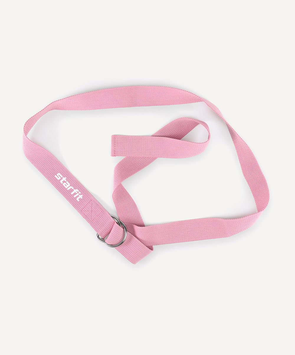 Ремень для йоги YB-100 183 см, хлопок, розовый пастель