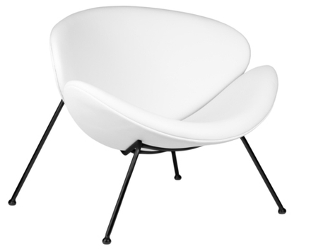 Кресло дизайнерское DOBRIN EMILY, белый винил YP17, черное основание