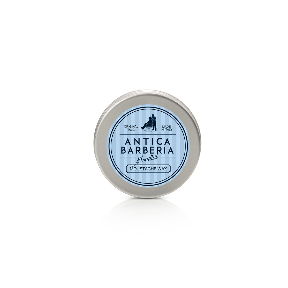 Фото воск для усов и бороды серии «Antica Barberia», фужерно-амбровый аромат ("ORIGINAL TALC") 30 мл торговой марки MONDIAL в картонной коробке