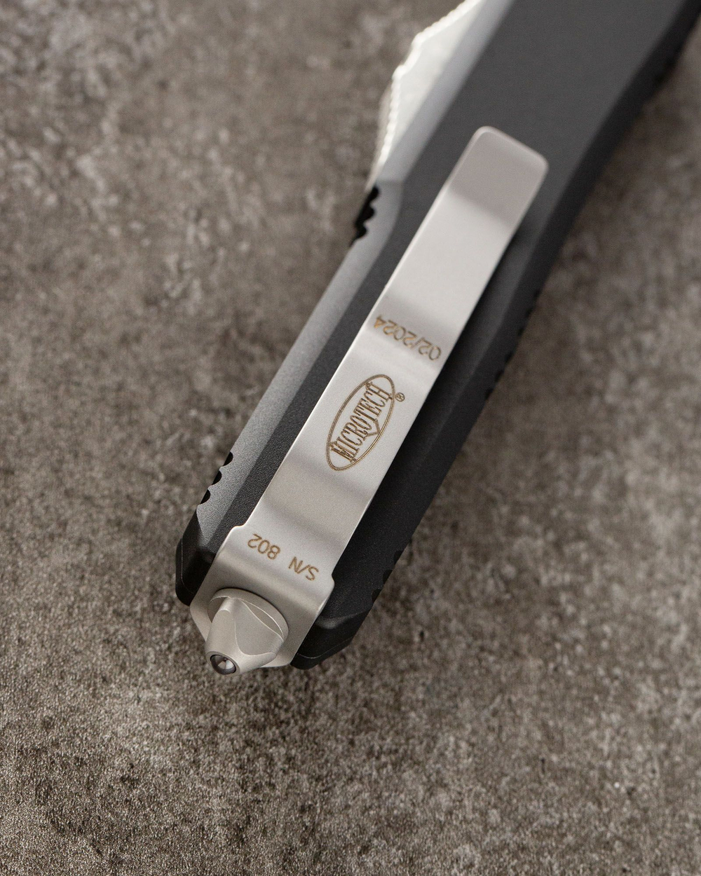 Автоматический складной нож SteelBro Microtech UTX-85 T/E Tanto Stonewash VG10 233-10 (черный)