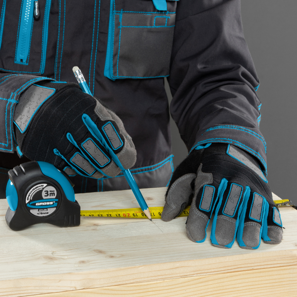 Рулетка "Schlagfest",3 м x 19 мм,магнитный обрезиненный зацеп,двусторонняя шкала,Нейлоновое покрытие,автоматическая фиксация Gross