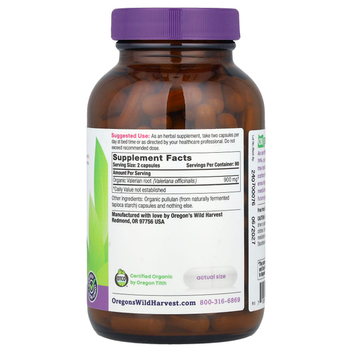 Oregon's Wild Harvest, Органическая валериана, 180 веганских капсул (450 мг на капсулу)