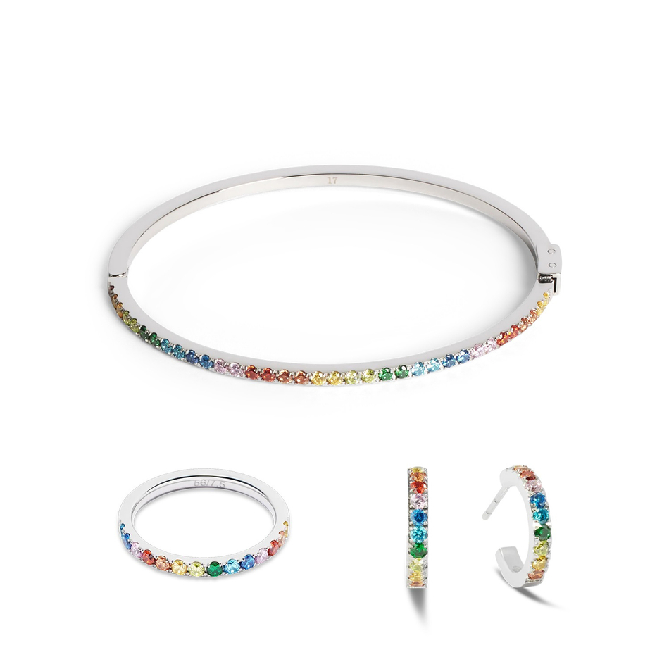 Серьги Coeur de Lion Hoop Multicolour Silver 15мм 0146/23-1517