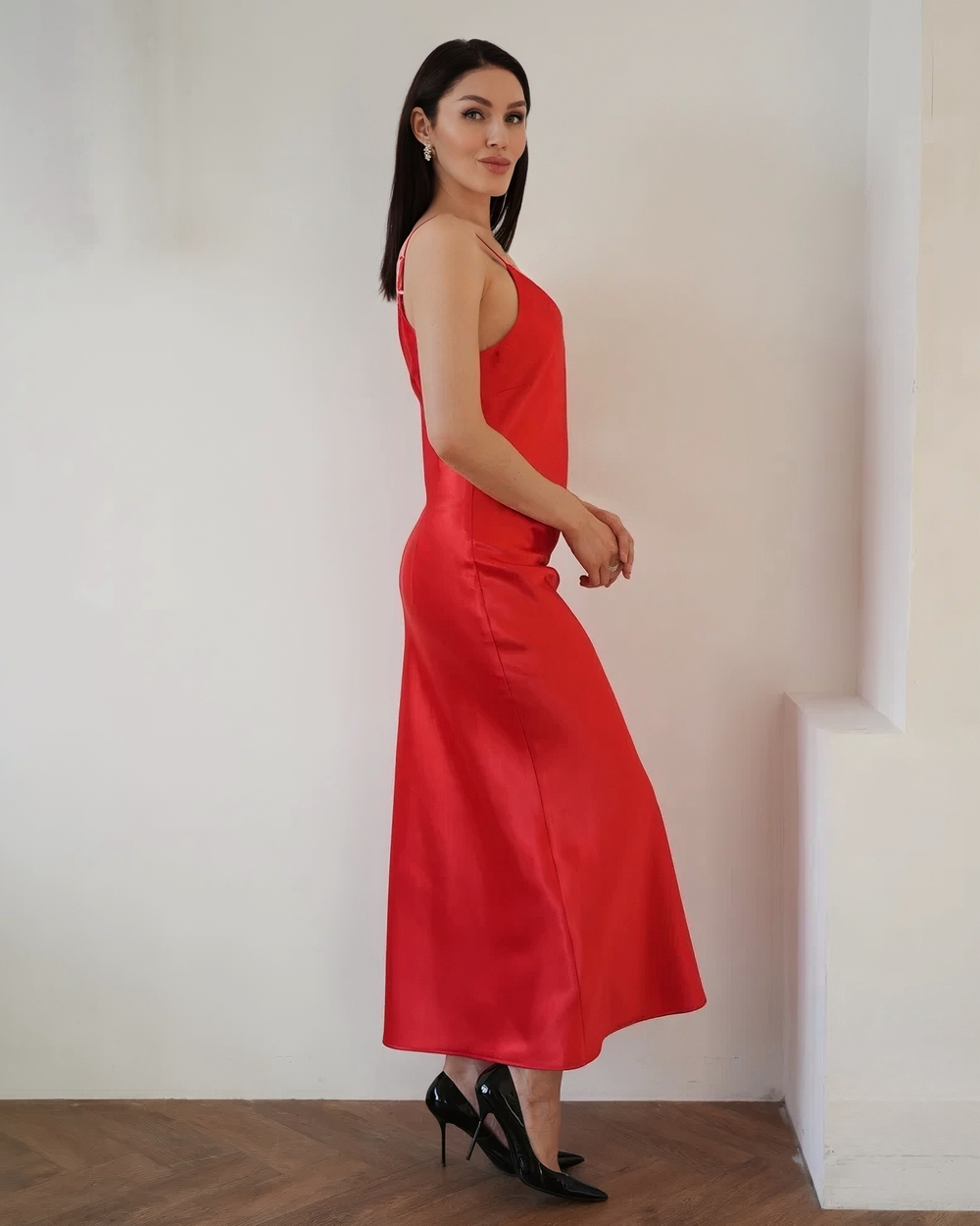 Платье комбинация "Богиня" в алом
