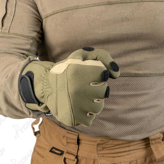 Перчатки Helios рыбацкие неопрен. на липучке Хаки р. M