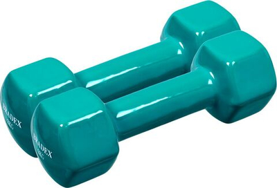 Набор гантелей обрезиненных по 3 кг, голубые, 2шт