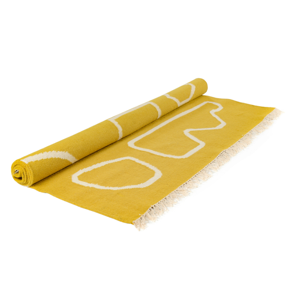 Ковер ручной работы из шерсти и хлопка poetry and steps горчичного цвета, 160х230 см