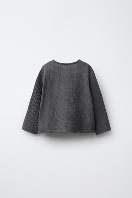 ZARA РУБАШКА ИЗ БАМБУЛЫ, СТАЛЬНОЙ