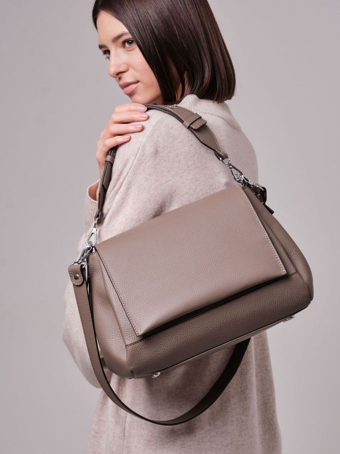 Сумка кожаная сэтчел тауп