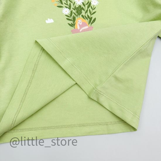 Футболка хлопковая "Летние цветы" сочный лайм