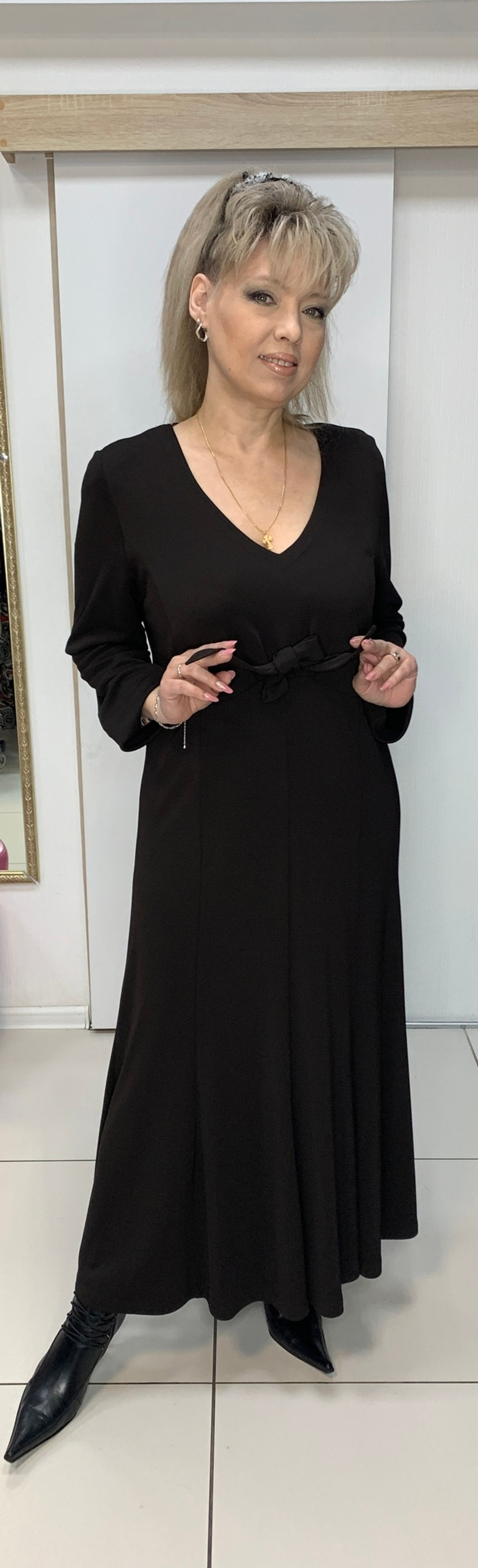 Длинное платье в цвете-шоколад