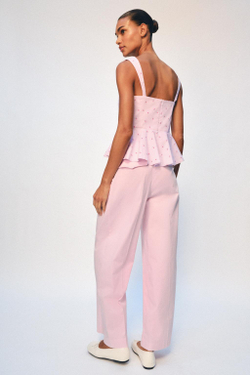 ZARA ТОП В ПОЛОСКУ С ЦВЕТОЧНЫМ ПРИНТОМ, РОЗОВЫЙ