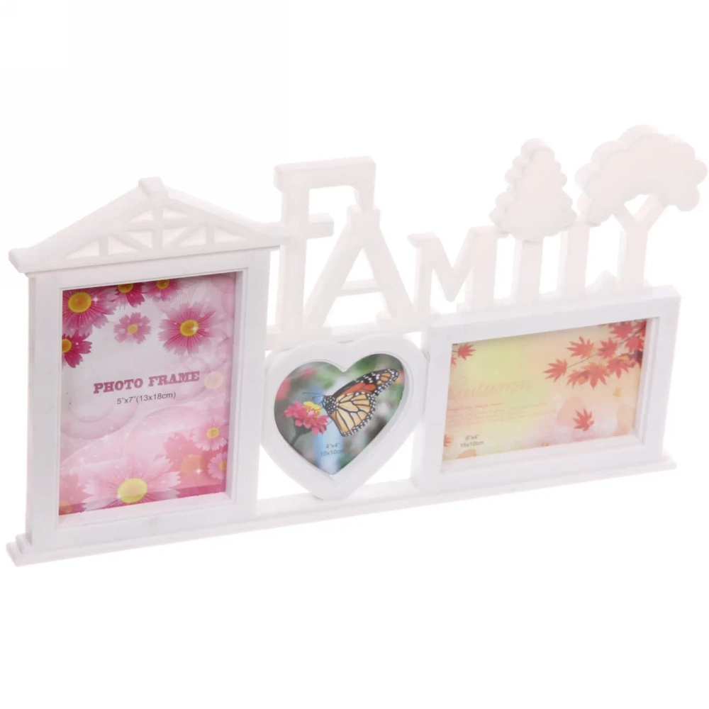 Фоторамка-коллаж 45*25см «Семья», цвет белый, на 3 фото, пластик