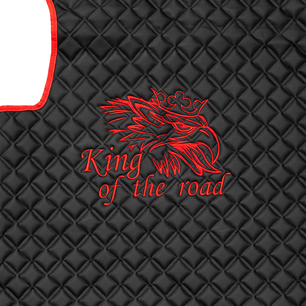 Ковры SCANIA 5 серии R (механика) (экокожа, черный, красный кант, красная вышивка)