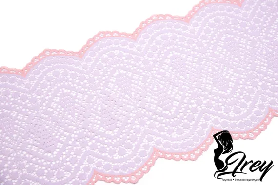 03-177  Кружево эластичное 18 см, лиловый/розовый