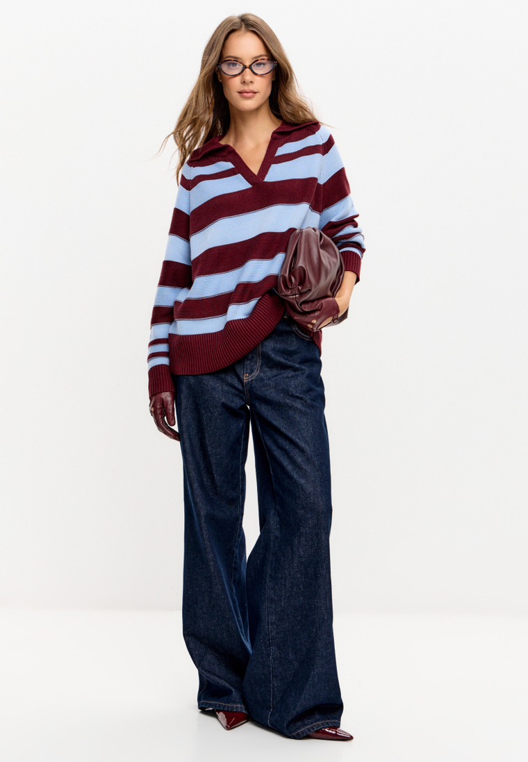 Свитер поло с V-образным вырезом