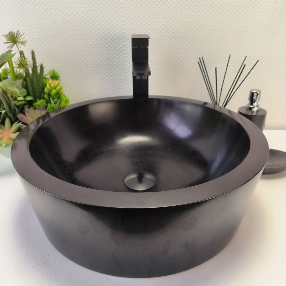 Раковина из андезита Drum Black Medium DA-62997 45*45*15 09