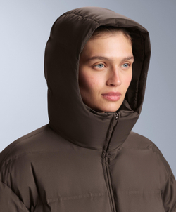 Oysho Легкий водонепроницаемый короткий пуховик Minardi Piume Kayak, темно-коричневый