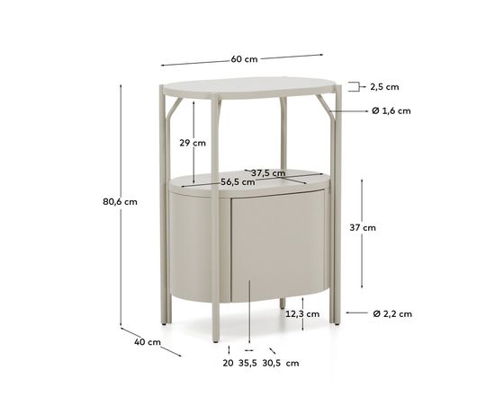 Тумба для ванной Arely из стали и белого лака 60 x 40 см