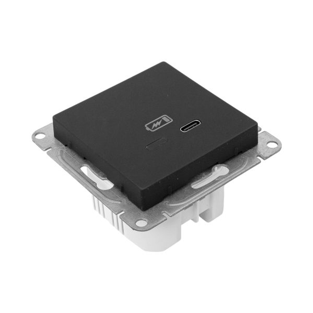 Механизм розетки USB-С, быстрая, чёрная Эпика EKF