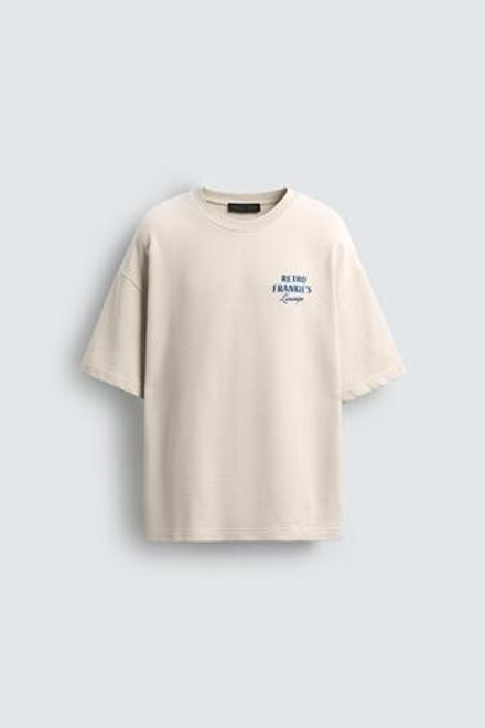 ZARA ТОЛСТОВКА СТИРАНАЯ С ГРАФИЧЕСКИМ ПРИНТОМ, ЦВЕТ СЛОНОВОЙ КОСТИ