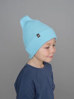 Шапка вязаная-резинка хлопковая КЭП(Голубой)