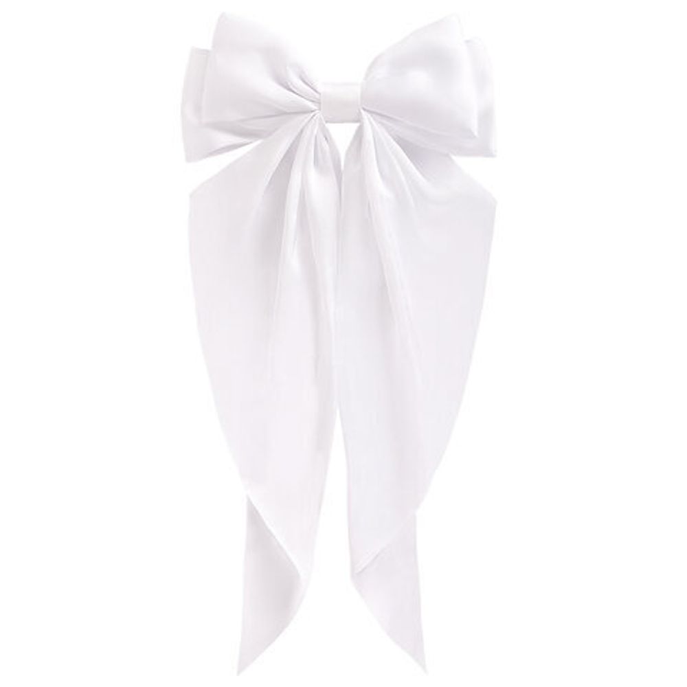 Заколка для волос баретте с бантом и широкими длинными хвостиками, белый, MONTE VITA, 457114