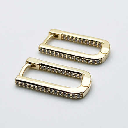 Ювелирные швензы Конго, позолота, фианиты, размер 21*11*2,2 мм, цена за пару