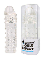 Закрытая прозрачная насадка-фаллос - 15 см. (Цвет: прозрачный)