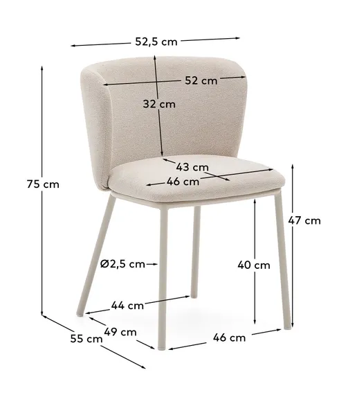 Стул Ciselia бежевый шенилл с бежевыми ножками