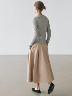 Massimo Dutti Юбка миди со складками-плиссе, песочный