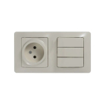 GLOSSA БЛОК: РОЗЕТКА без заземления + 3-клавишный ВЫКЛЮЧАТЕЛЬ, БЕЖЕВЫЙ