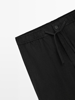 Massimo Dutti Льняные спортивные брюки, черный