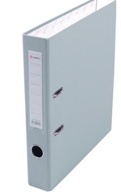 Папка-регистратор PP 50мм метал.окантовка,карман собранный серый (Lamark)