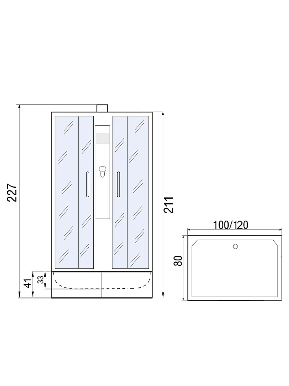 Душевая кабина River QUADRO Б/К XL 41 10000013642 120х80 с поддоном