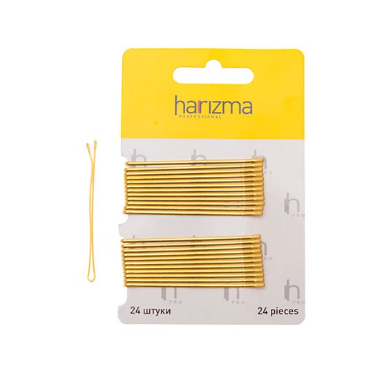Невидимки для волос Harizma, 60 мм, прямые, золото, 24 шт (h10537-19)